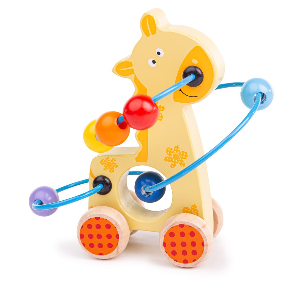Giraffe Push Along Bead Frame-BB069-Bigjigs-LittleShop Toys