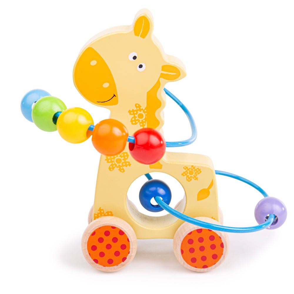 Giraffe Push Along Bead Frame-BB069-Bigjigs-LittleShop Toys