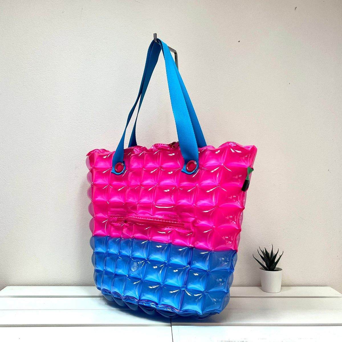 Inflatable Diamond Tote with Zipper - Trendy Two Tone - 1134 - BLPK - Inflat Decor - LittleShop Toys