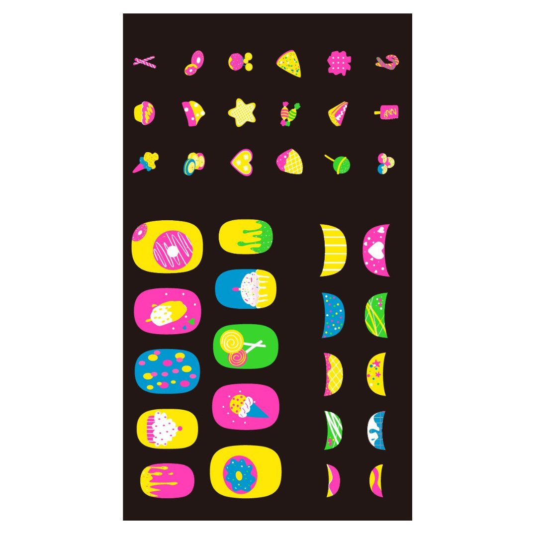 Small Nail Stickers - Cookie - Fluorescence (38 pcs) - NA198180