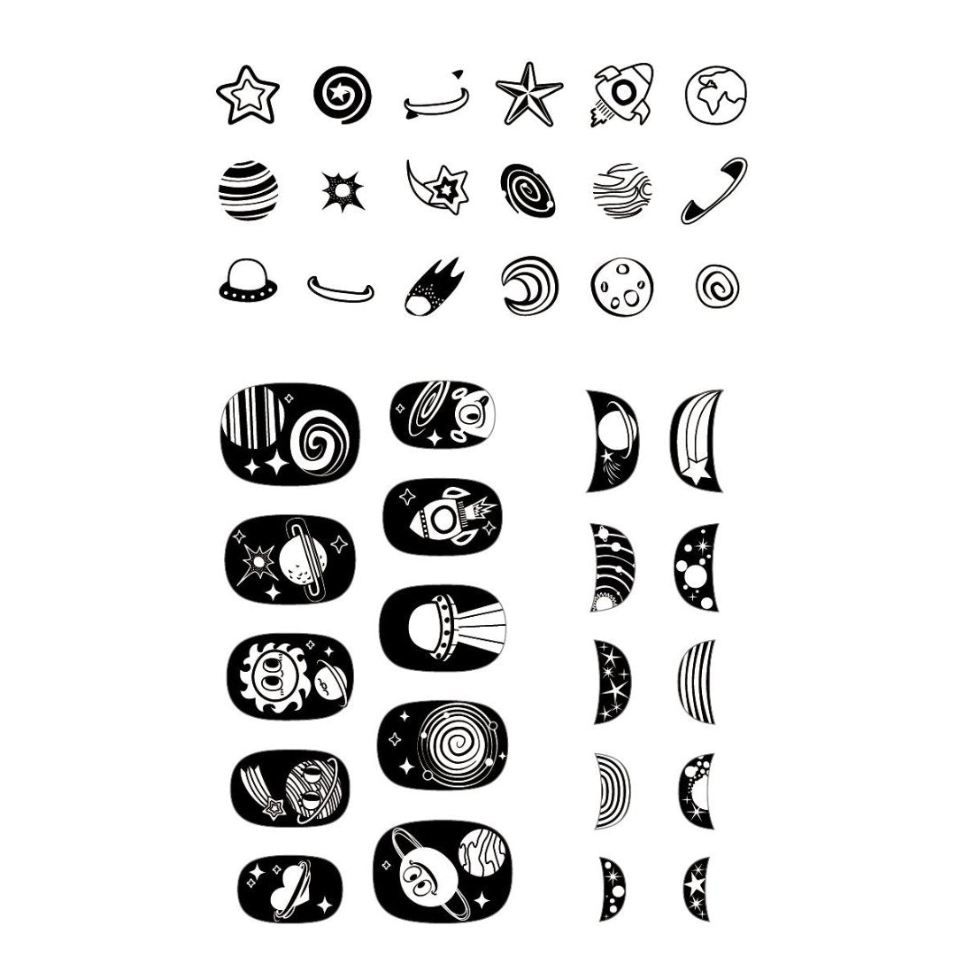 Small Nail Stickers - Space - Glow in the dark - NA198179