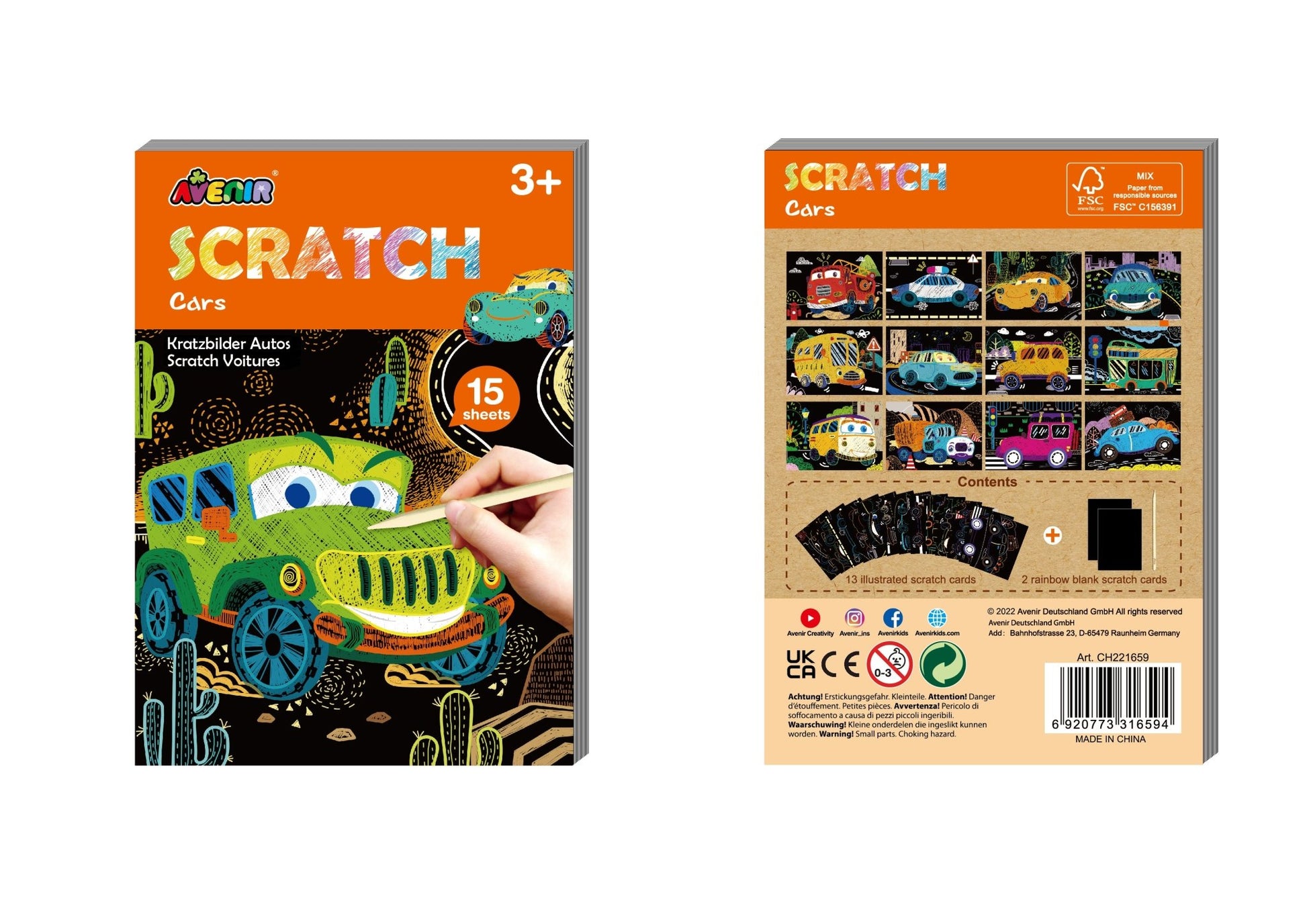 Avenir - Mini Scratch Book - Cars - CH221659 - Avenir - LittleShop Toys