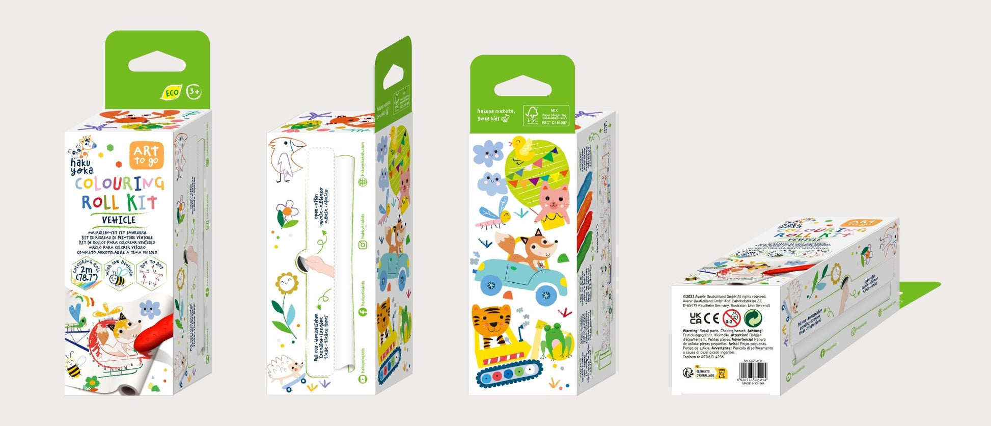 Hakuyoka Colouring Roll Kit - Vehicle - CS233121 - Hakuyoka - LittleShop Toys