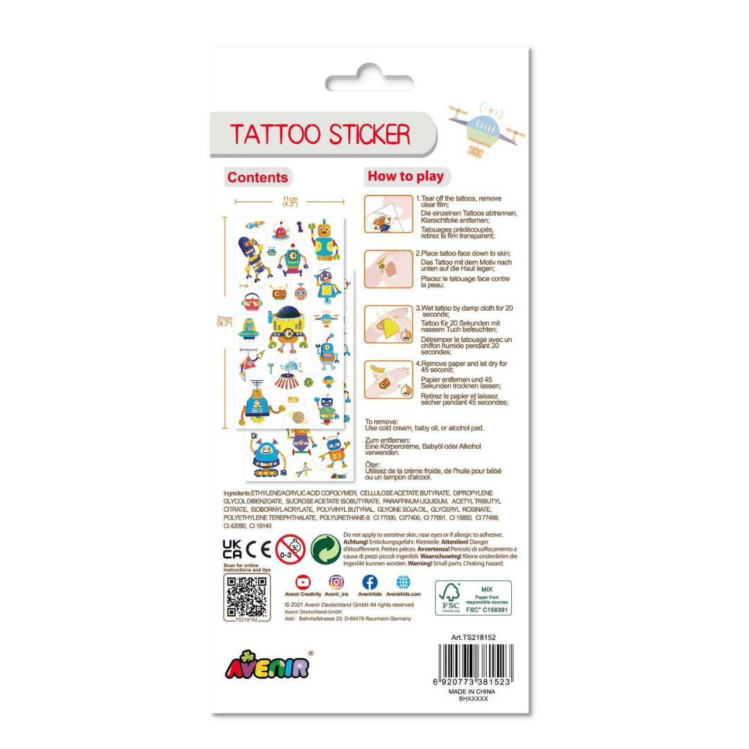 Tattoo Sticker - Robot (50 pcs) - TS218152 - Avenir - LittleShop Toys
